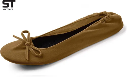 Vista 2 de Silky Toes Zapatos planos de ballet plegables de terciopelo para mujer, con bolsa de transporte
