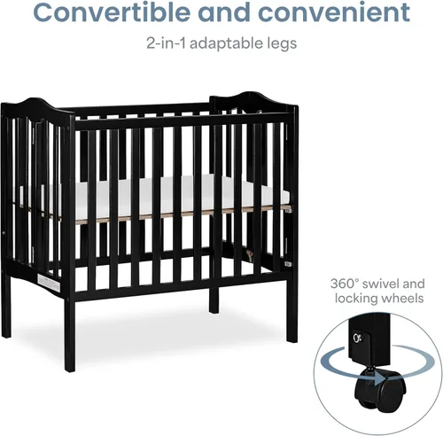Vista 6 de Cuna lateral portátil plegable ligera 2 en 1, de Dream on Me, Cuna, Negro