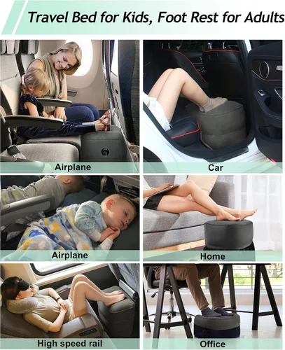 Vista 6 de JefDiee Almohada inflable de viaje y almohada inflable para descanso de pies, artículos esenciales de viaje para adultos, ideal para avión, oficina