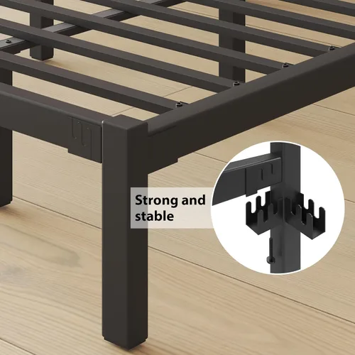 Vista 5 de LoVinson Armazón de Cama Tamaño King, Armazón de Cama Plataforma de Servicio Pesado con Base de Metal Fuerte, Almacenamiento Debajo de la Cama, Base