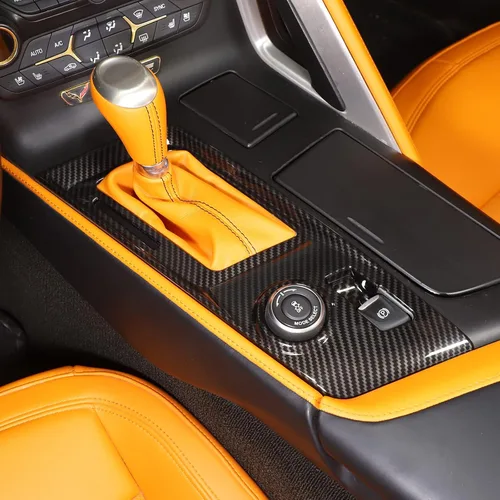 Vista 3 de Sekhyna Cubierta de panel de palanca de cambios ABS 1 unidad compatible con Corvette C7 Stingray 2014-2019 marco de consola central accesorios