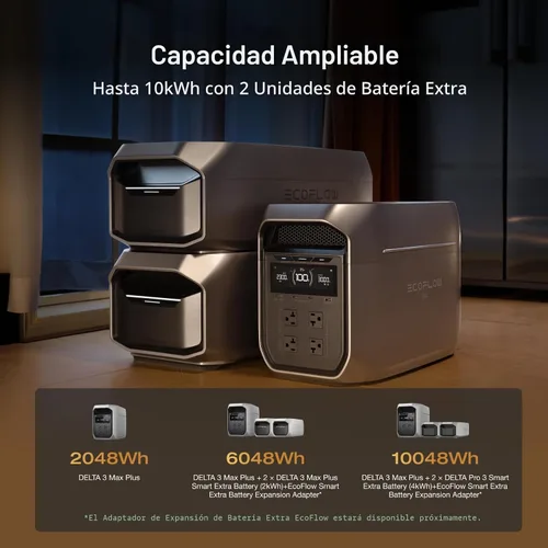 Vista 6 de EF ECOFLOW Estación de energía portátil DELTA 3 Max Plus, batería LiFePO4 de 2048 Wh, generador solar (panel solar opcional), salida máxima de 3000