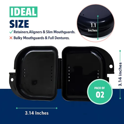 Vista 2 de Estuche retenedor – Paquete de 2 – Funda protectora bucal inodoro – Funda protectora ventilada, duradera e higiénica para llevar y proteger aparatos