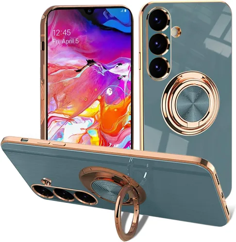 Vista 8 de EYZUTAK Caja magnética galvanizada del sostenedor del anillo para Samsung Galaxy S21 5G, 360 grados con la rotación del anillo del dedo del metal