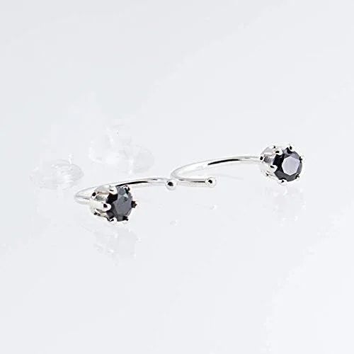 Vista 2 de Aretes de plata de ley para mujeres y niñas, hipoalergénicos para cartílago