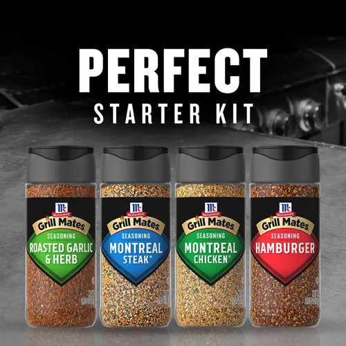 Vista 2 de Especias McCormick Grill Mates, paquete variado para asado diario (carne de Montreal, pollo Montreal, ajo asado y hierbas, hamburguesa), 4