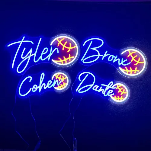 Vista 2 de Letrero de neón personalizado con nombre, con luz de neón para decoración de pared, letreros deportivos personalizables con luz LED para decoración
