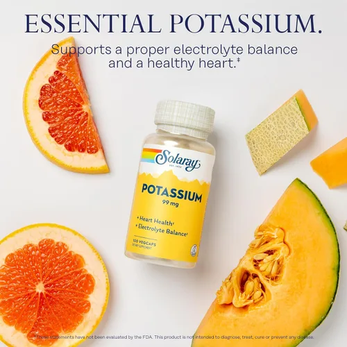 Vista 3 de Solaray Potasio 99 mg - Fórmula de equilibrio de electrolitos - Suplemento de potasio para electrolitos, apoyo vascular y de salud cardíaca