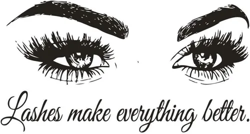 Vista 6 de Calcomanía de pared con texto en inglés "Lashes Make Everything Better", adhesivo de vinilo para salón de belleza, sala de maquillaje, espejo