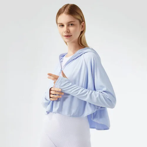 Vista 4 de Chaquetas recortadas de protección solar UPF 50+ para mujer, con capucha y protección UV, ligeras, transpirables, para exteriores