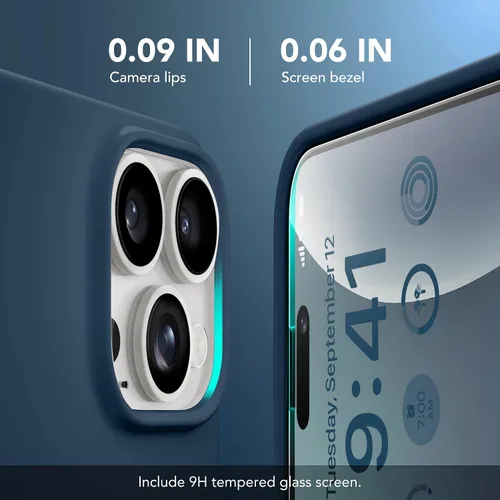 Vista 6 de GONEZ Funda de silicona para iPhone 14 Pro Max, compatible con MagSafe, con protector de pantalla + protector de lente de cámara, silicona líquida a