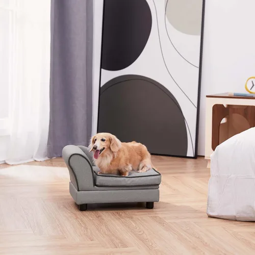Vista 3 de Teamson Pets Ivan - Sofá cama para perro tapizado de 22 pulgadas