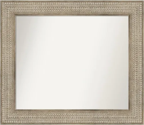 Vista 114 de Amanti Art Espejo de baño plateado para sobre fregadero, 26 x 26 pulgadas, espejo cuadrado de níquel pulido, marco de madera tradicional mediano, se