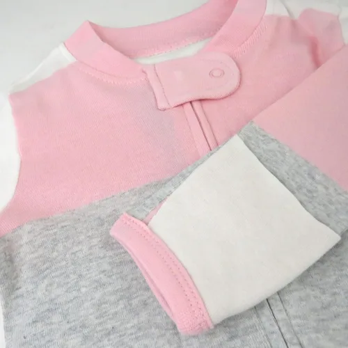 Vista 2 de HonestBaby Pijama de una pieza con pies para dormir y jugar para niña con cremallera frontal, pijama de algodón