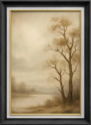 Vista 90 de MUDECOR Lienzo enmarcado prémium para pared, pinos nevados en bosque de invierno, ilustraciones modernas, arte contemporáneo, escénico, divertido