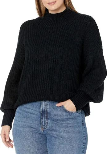 Vista 4 de The Drop INES - Suéter grueso acanalado con cuello alto falso para mujer