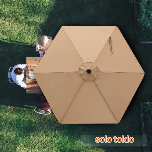 Vista 6 de MASTERCANOPY - Sombrilla de patio de 7.5 pies con toldo de repuesto de 6 varillas - Beige, solo toldo de repuesto