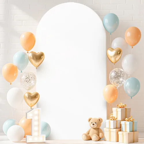 Vista 10 de FUHSY Cubierta de Arco de Boda Beige Cubierta de Arco Tela de Fondo Cubierta de Elastano de Arco de 6 Pies para Pared Arqueada Cubierta de Soporte