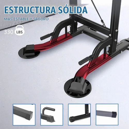 Vista 3 de Pull Up Dip Station for Home Gym, Power Tower with Backrest, Adjustable Height Pull Up Bar Stand, Multifunctional Strength Training Fitness Workout