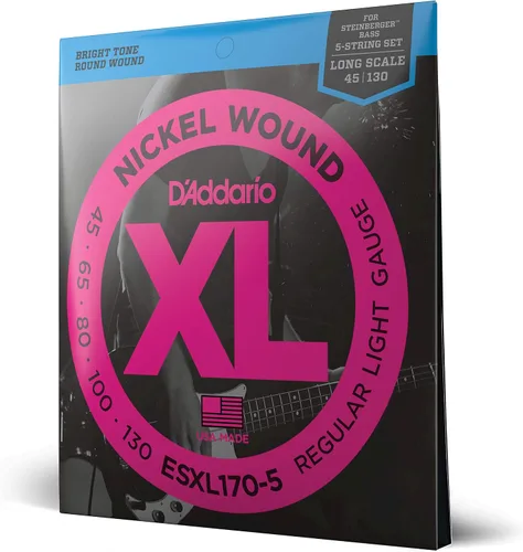 Vista 22 de D'Addario Cuerdas para Bajo Eléctrico, XL Níquel, EXL170M, Calibre Regular Ligero 45-100, Escala Media, Juego de 4 Cuerdas, Paquete de 1