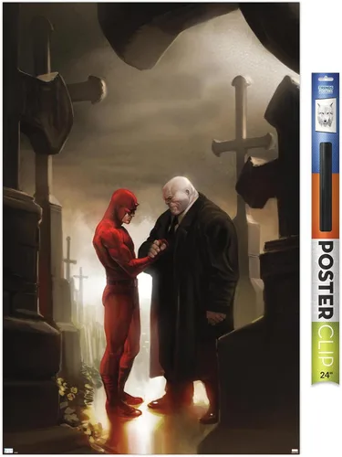 Vista 17 de Trends International Marvel Comics - Póster de pared de Kingpin - Daredevil in Cemetery, 14.72 x 22.37 pulgadas, versión enmarcada de madera
