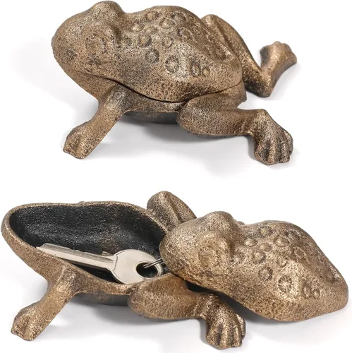 Vista 12 de Ocultador de llaves para exteriores, estatua de animal de hierro fundido y llaves para exteriores, soporte decorativo para llaves ocultas, antiguo
