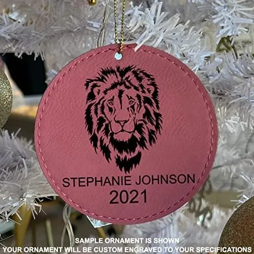 Vista 2 de LaserGram Personalized Christmas Ornament, World's Greatest Husband, Faux Leather, Custom Laser Engraved Gift Idea (Round Shape, Pink)