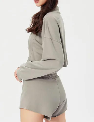 Vista 4 de Flygo Sudaderas de media cremallera para mujer, sin botones, de gran tamaño, para correr, gimnasio, ropa deportiva