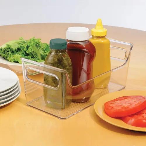Vista 8 de iDesign - Organizador de condimentos de plástico con asas para nevera, transparente, fabricado en Estados Unidos For Fridge, Made in USA
