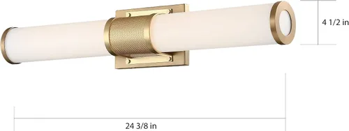 Vista 5 de Nuvo 62/1602 Caper LED Vanity latón cepillado con lente esmerilada, dorado