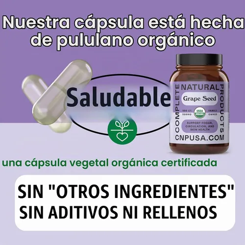Vista 7 de Cápsulas orgánicas de semillas de uva – 520 mg, 100 unidades – polifenoles y antioxidantes OPC