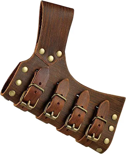 Vista 6 de Cinturón medieval de cuero de rana con hebilla ajustable para fiesta temática, accesorios de disfraces