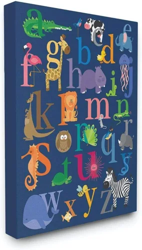 Vista 7 de The Kids Room by Stupell - Placa de pared con iconos de animales del alfabeto azul marino, 10 x 15 pulgadas, diseño por artista lezleelliott