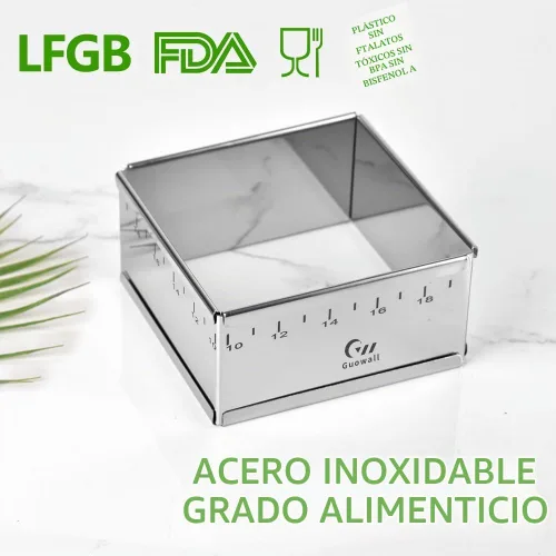 Vista 8 de Anillo extensible de acero inoxidable para tartas, molde cuadrado desmontable para tartas, anillo de mousse, molde antiadherente para pastel
