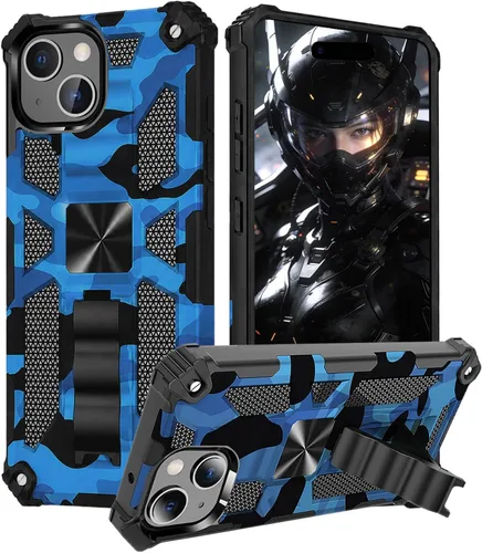 Vista 16 de CCSmall Funda de camuflaje para Apple iPhone 14 para hombres, protección resistente a prueba de golpes con función atril para iPhone 14 MC verde