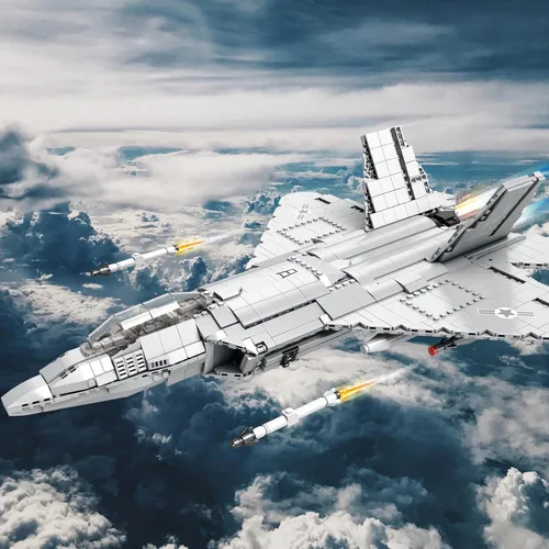 Vista 2 de JMBricklayer Conjunto de Bloques de Construcción del Avión de Combate F-22 Raptor, Juego de Construcción de Avión Militar, Conjuntos de Construcción