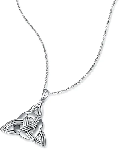 Vista 2 de OLIVIASO Collar con colgante de nudo de la Trinidad celta de 18 pulgadas para mujeres, hombres, niñas, niños, hecho de plata de ley 925 con chapado