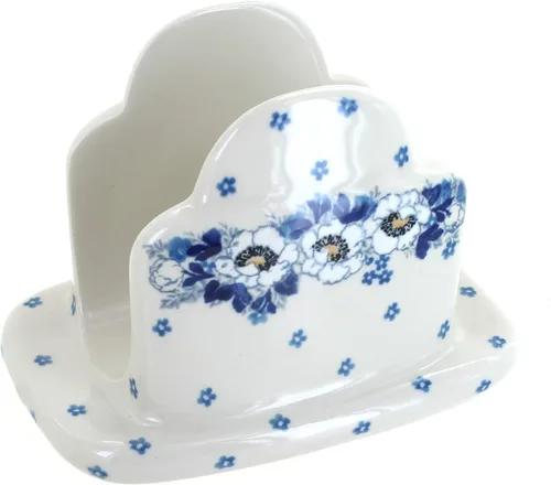 Vista 12 de Blue Rose Polish Pottery - Servilletero de Puntos Pequeños Azules - 5" x 5" - Servilleteros de Cerámica, Accesorios Decorativos para Mesa de Comedor