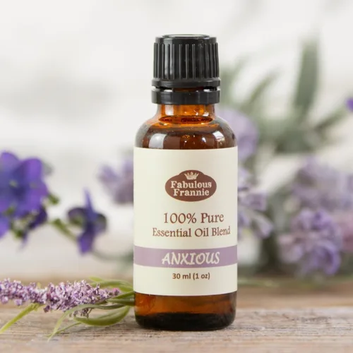 Vista 4 de Fabulous Frannie Mezcla de aceites esenciales Anxious hecha con aceites puros de lavanda, naranja amarga, bergamota y salvia clara, 0.3 fl oz