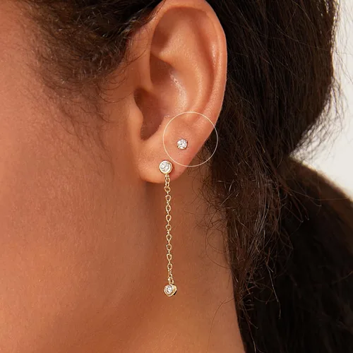 Vista 2 de 3mm Tiny CZ Flat Back Stud Earrings,14K Gold Small Screw on Cubic Zirconia Earrings for Cartilage Helix Tragus Piercing Jewelry Gift for Women Girls