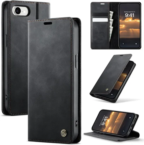Vista 32 de Funda tipo cartera para Samsung Galaxy Z Fold 7 de piel con tarjetero y función atril, cierre magnético, bloqueo RFID, TPU a prueba de golpes, Negro