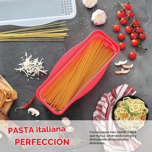 Vista 3 de Tafura Cocedor de Pasta para Microondas con Sistema de Doble Colado, Cocedor de Espaguetis para Microondas con Escurridor, Regalo de Dormitorio