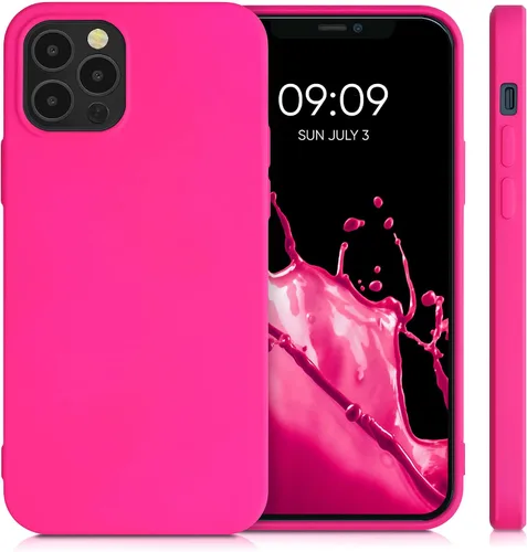 Vista 5 de kwmobile Funda compatible con Apple iPhone 12 / iPhone 12 Pro - Funda protectora delgada de silicona TPU - Rosa neón