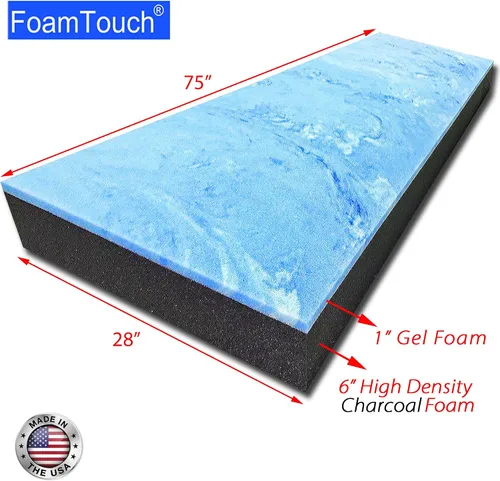 Vista 27 de FoamTouch Colchón litera de 7 pulgadas de alto x 28 pulgadas de ancho x 72 pulgadas de largo (solo espuma), carbón, sin funda