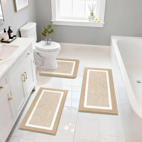 Vista 68 de Pauwer Juego de baño, alfombras de baño antideslizantes, alfombras de ducha absorbentes para suelo de baño, bañera y ducha, color azul aguamarina