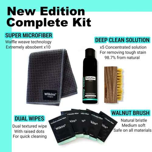Vista 2 de Wilkins Kit limpiador de zapatos deportivos Incluye solución limpiadora de zapatos, cepillo para zapatos, toallitas para zapatos y toalla