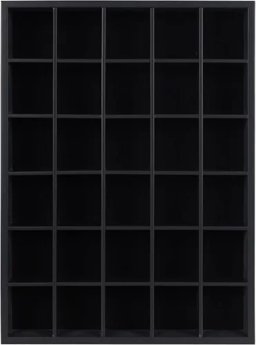 Vista 3 de Vitrina de cristal negro con 30 ranuras para minifiguras colección dedal, estante de exhibición de 12.25 pulgadas de alto x 16.6 pulgadas de ancho