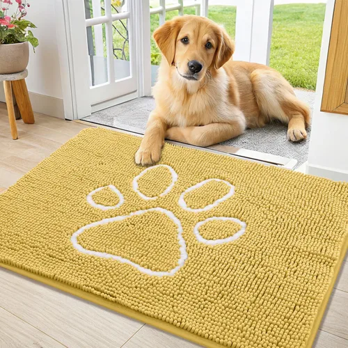 Vista 217 de Smiry Tapete para puerta de perro para patas fangosas, absorbente y Gris y negro