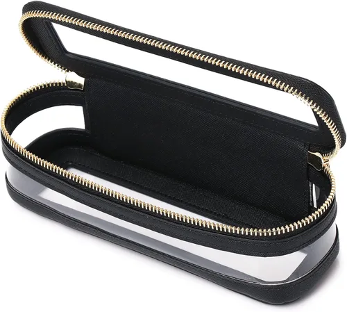 Vista 53 de Pinkmik Pequeña bolsa de maquillaje transparente, mini estuche para cosméticos, bolsa de aseo impermeable con cremallera, organizador de bolsos
