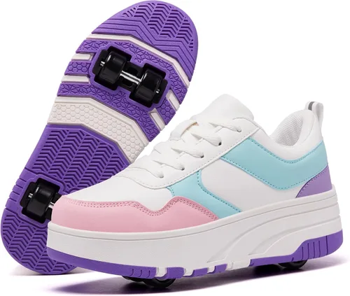 Vista 6 de Zapatillas con ruedas para patinar para niños, niñas y niños, con ruedas desmontables y estilo de moda
